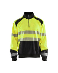 3556 Sweatshirt met halve rits High Vis - High Vis Geel/Zwart