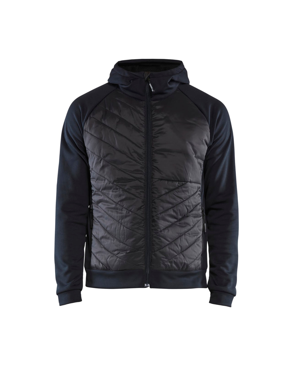 3463 Hooded Hybride sweatshirt met rits - Donker marineblauw/Zwart