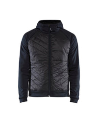 3463 Hooded Hybride sweatshirt met rits - Donker marineblauw/Zwart