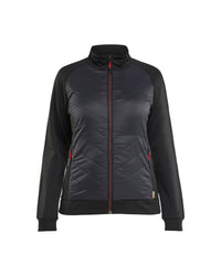 3419 Dames hybride sweatshirt met rits - Zwart/Rood