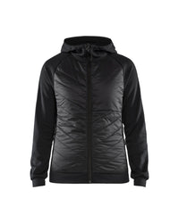 3464 Dames Hooded Hybride sweatshirt met rits - Zwart/Donkergrijs