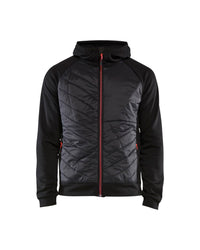 3463 Hooded Hybride sweatshirt met rits - Zwart/Rood