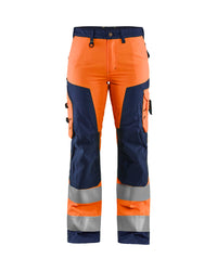 7155 Dames High Vis Werkbroek - High Vis Oranje/Marineblauw