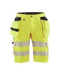 1586 High Vis short met stretch en gereedschapszakken - High Vis Geel