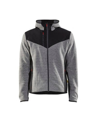 5940 Gebreid jack met softshell - Grijs mêlee/Zwart