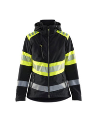 4404 Dames Softshell Jack High Vis - Zwart/High Vis Geel