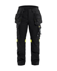 1418 Multinorm werkbroek met gereedschapszakken inherent - Zwart/High Vis Geel