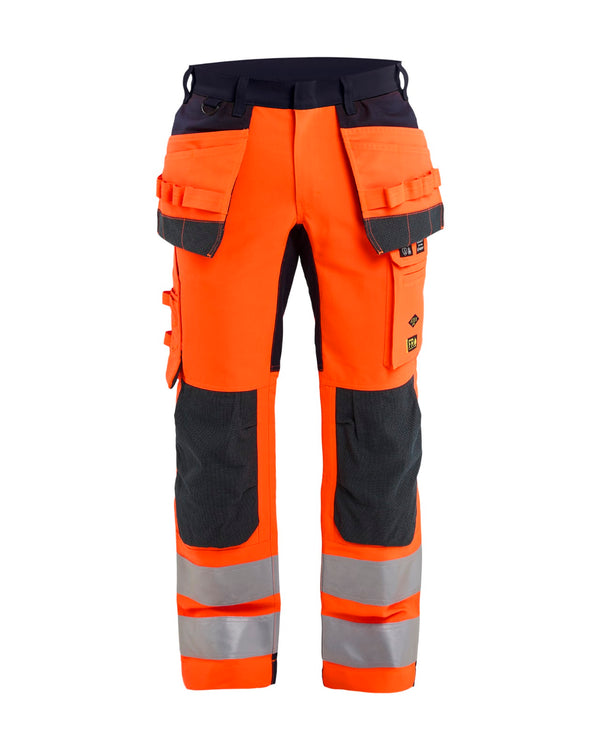 1587 Multinorm werkbroek stretch met gereedschapszakken inherent - High Vis Oranje/Marineblauw