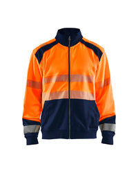 3558 Sweatshirt met rits High Vis - High Vis Oranje/Marineblauw