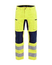 1585 High Vis werkbroek met stretch - High Vis Geel/Marineblauw