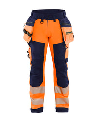 1820 High Vis werkbroek softshell met afneembare gereedschapszakken - High Vis Oranje/Marineblauw
