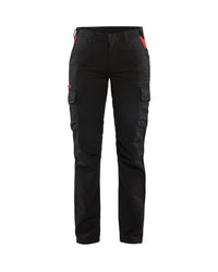 7144 Dames industrie werkbroek stretch - Zwart/Rood