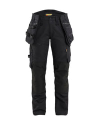 7170 STRIKER Dames werkbroek met stretch en afneembare gereedschapszakken - Zwart/Zwart