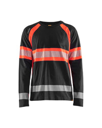 3510 T-shirt lange mouwen High Vis - Zwart/High Vis Rood