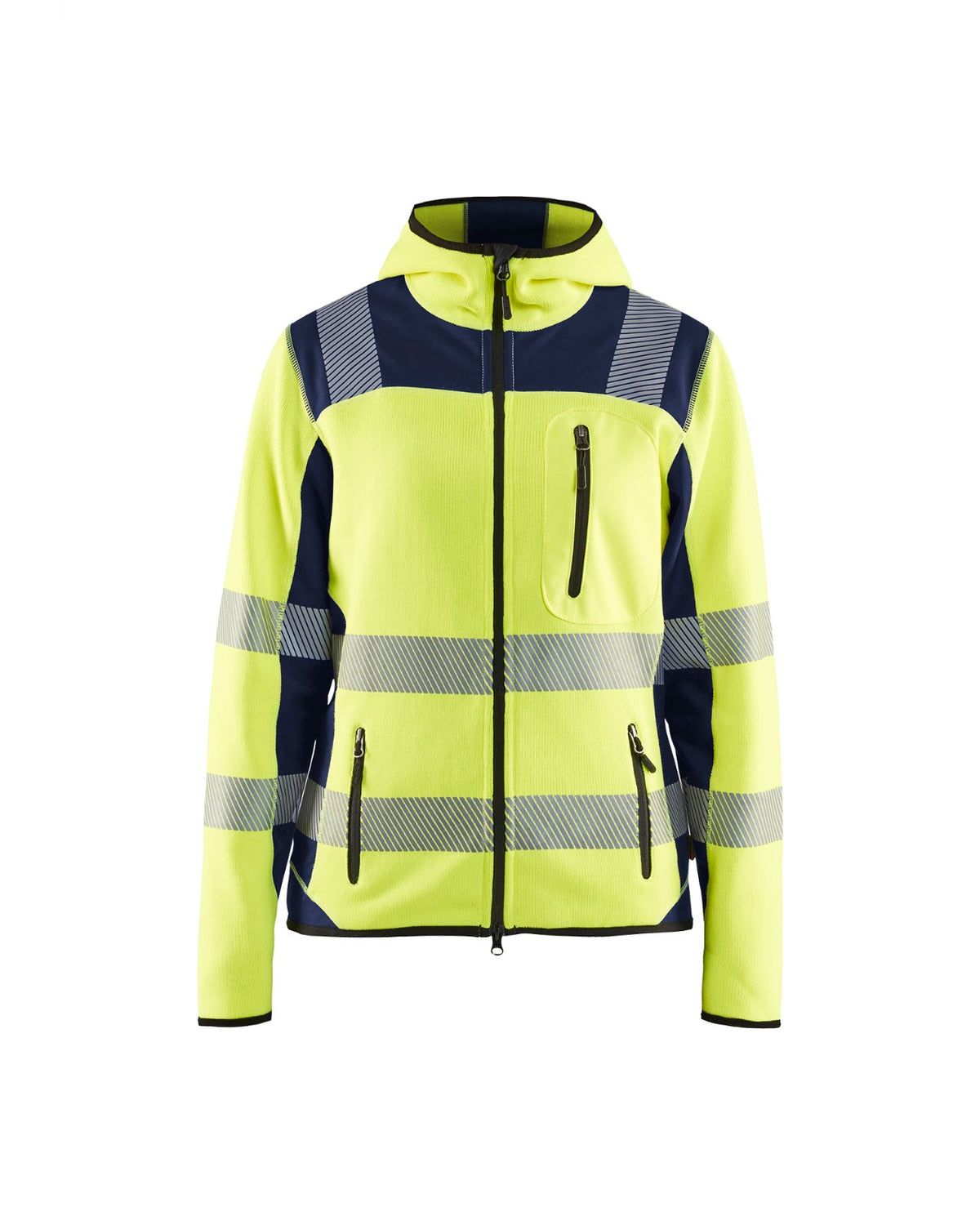 4967 Dames gebreid vest High Vis - High Vis Geel/Marineblauw