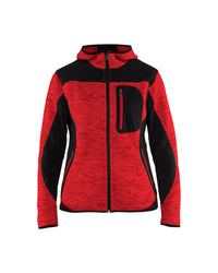 4931 Dames gebreid vest met softshell - Rood/Zwart
