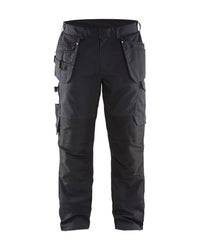 1496 Service werkbroek stretch met gereedschapszakken - Zwart/High Vis Geel