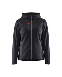 5941 Dames Gebreid jack met softshell - Donker marineblauw/Zwart