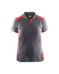 3390 Dames poloshirt - Grijs/Rood