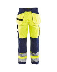 1533 High Vis werkbroek met gereedschapszakken - High Vis Geel/Marineblauw