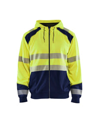 3546 Hooded sweatshirt met rits High Vis - High Vis Geel/Marineblauw