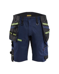 1972 STRIKER Short met stretch en afneembare gereedschapszakken - Donker marineblauw/High Vis Geel