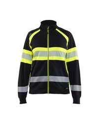 3505 Dames sweatshirt met rits High Vis - Zwart/High Vis Geel