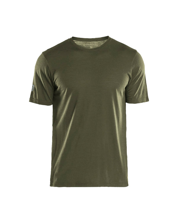 3536 T-shirt merinowol - Donker herfstgroen