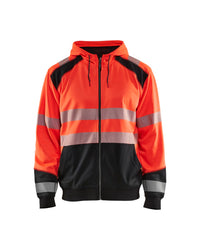 3546 Hooded sweatshirt met rits High Vis - High Vis Rood/Zwart