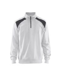 3353 Sweatshirt bi-colour met halve rits - Wit/Donkergrijs