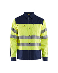 3255 Overhemd High Vis - High Vis Geel/Marineblauw