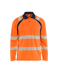 3598 UV-Poloshirt lange mouwen High Vis - High Vis Oranje/Marineblauw