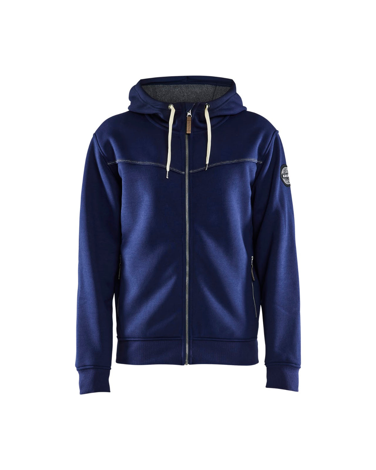 4933 Hooded sweatshirt met rits gevoerd - Marineblauw