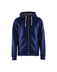 4933 Hooded sweatshirt met rits gevoerd - Marineblauw