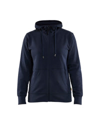 3395 Dames hooded sweatshirt met rits katoen - Donker marineblauw