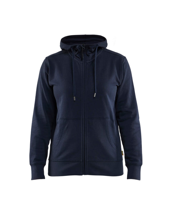 3395 Dames hooded sweatshirt met rits katoen - Donker marineblauw