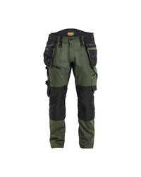 1970 STRIKER Werkbroek met stretch en afneembare gereedschapszakken - Donker herfstgroen/Zwart
