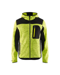 4930 Gebreid vest met softshell - High Vis Geel/Zwart