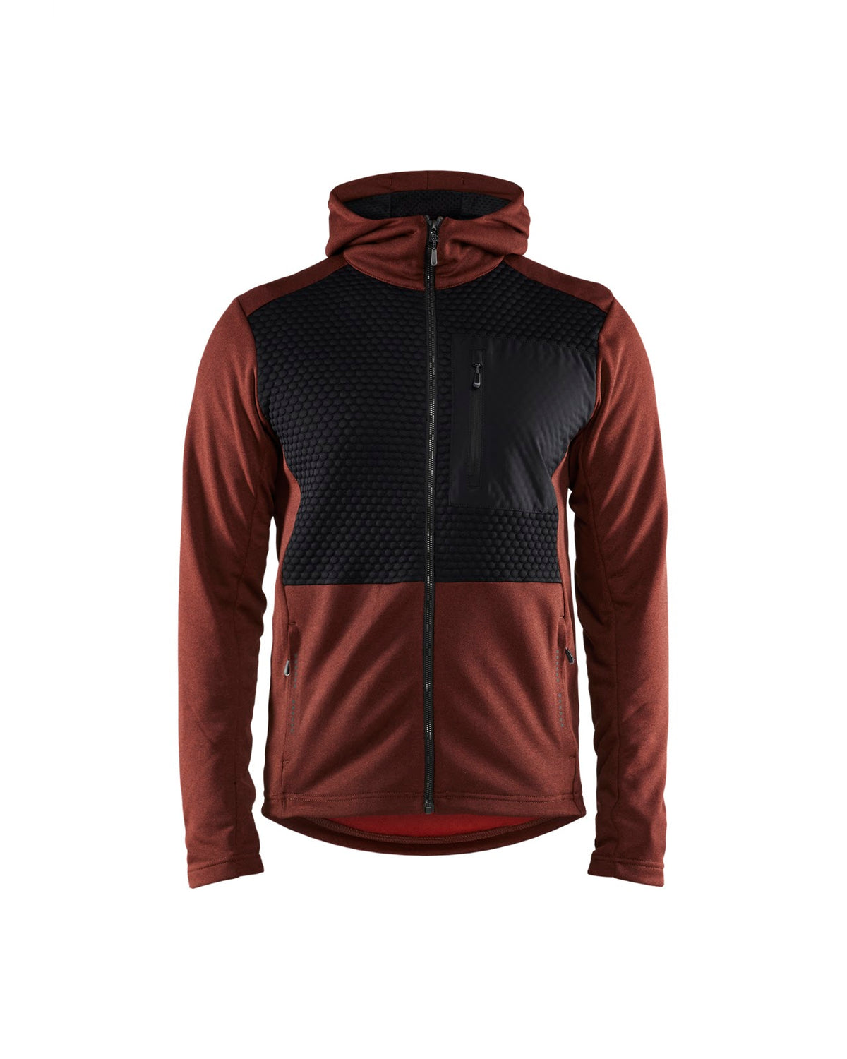 3540 Hooded sweatshirt met rits - Gebrand rood/Zwart