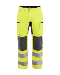 1585 High Vis werkbroek met stretch - HIgh Vis Geel/Medium grijs