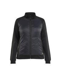 3419 Dames hybride sweatshirt met rits - Zwart/Donkergrijs