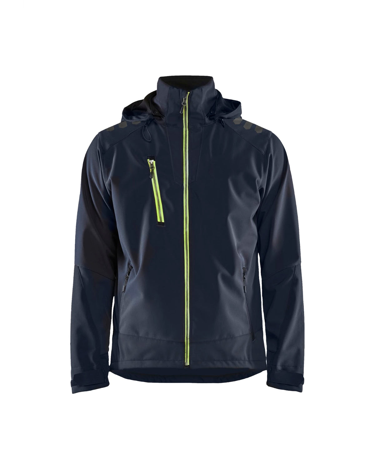 4749 Softshell jack - Donker marineblauw/High Vis Geel