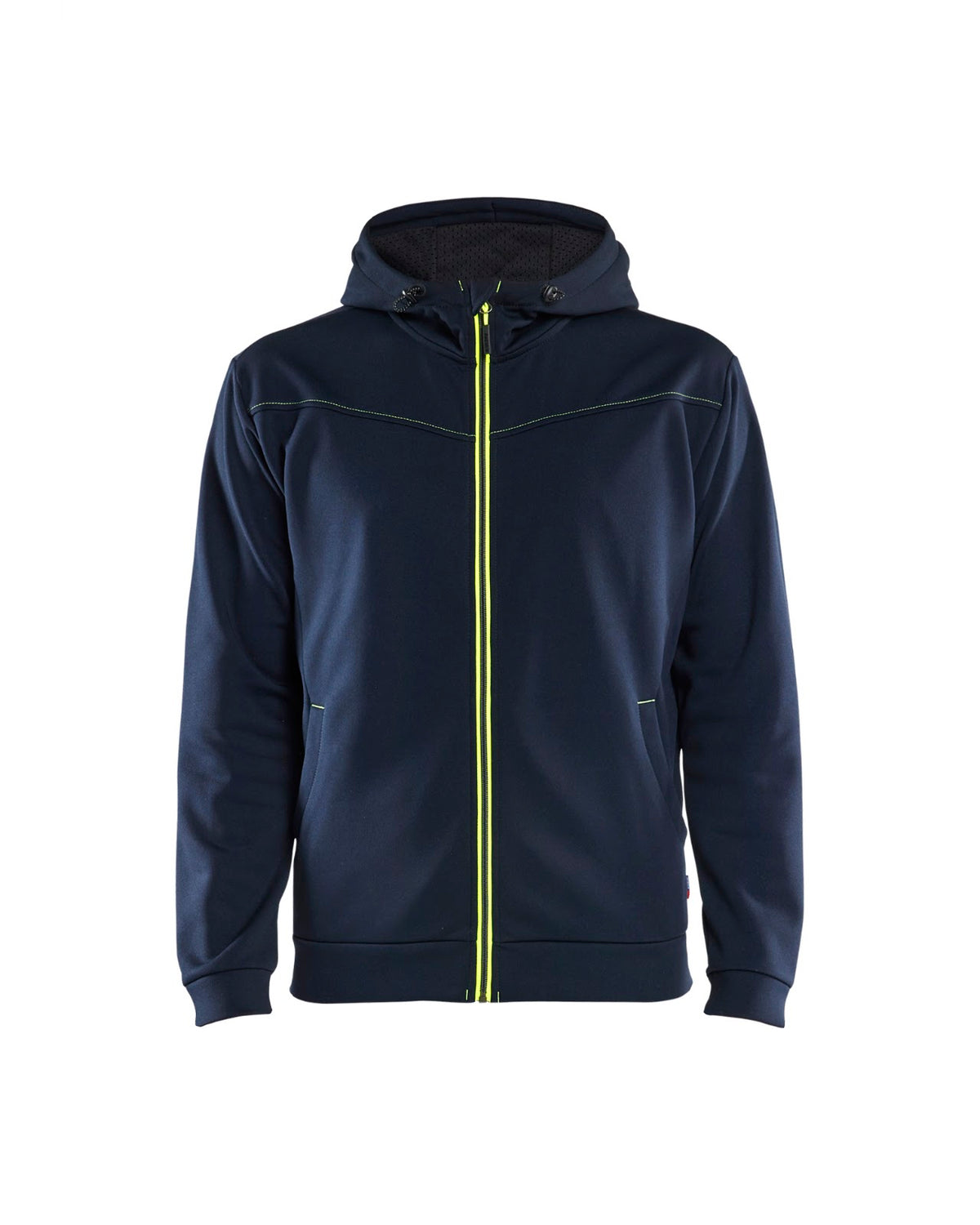 3363 Hooded sweatshirt met rits - Donker marineblauw/High Vis Geel