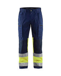 1551 High Vis Werkbroek met stretch - Marine/High Vis Geel
