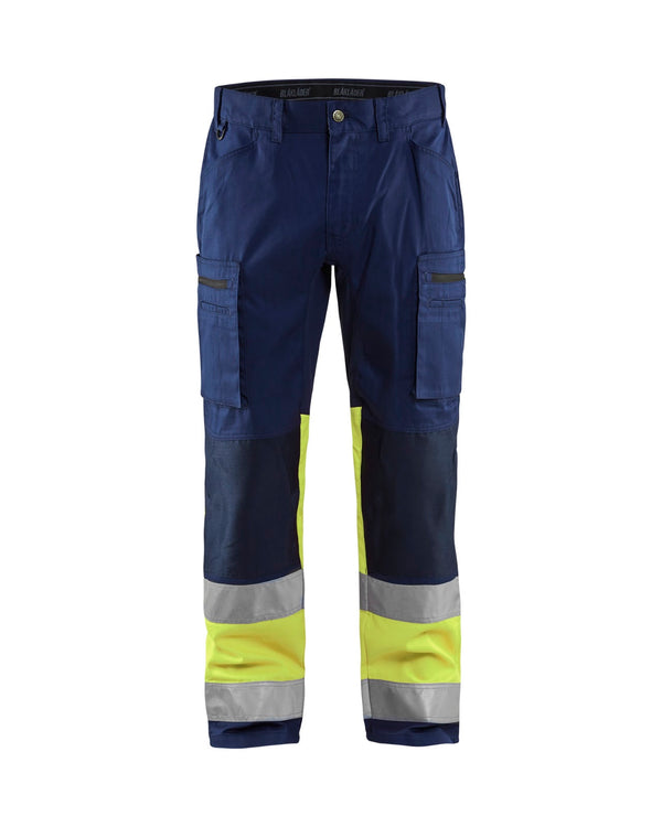 1551 High Vis Werkbroek met stretch - Marine/High Vis Geel