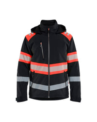 4489 Lichtgewicht softshell jack gevoerd high vis - Zwart/High Vis Rood