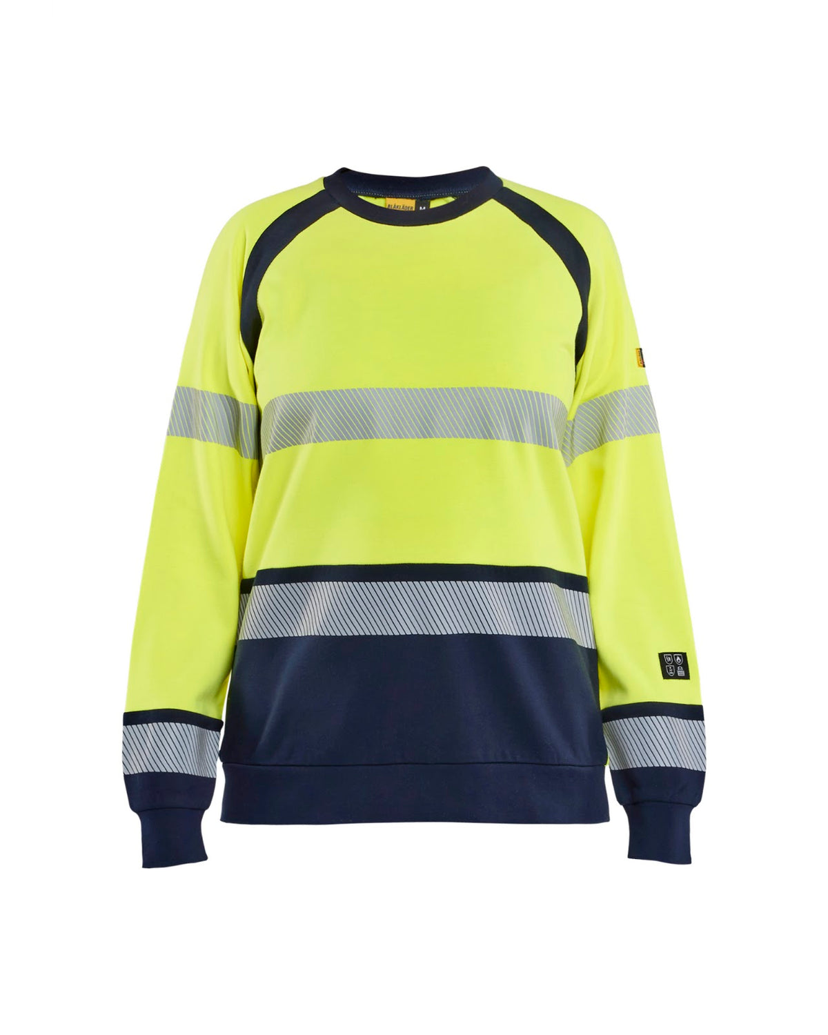 3454 Dames Multinorm Sweatshirt Inherent - High Vis Geel/Marineblauw