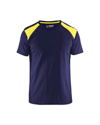 3379 T-shirt bi-colour - Marine/High Vis Geel