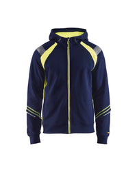 3433 Hooded sweatshirt met rits Visible - Marine/High Vis Geel