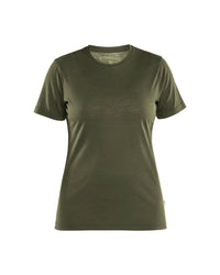 3537 Dames T-shirt merinowol - Donker herfstgroen